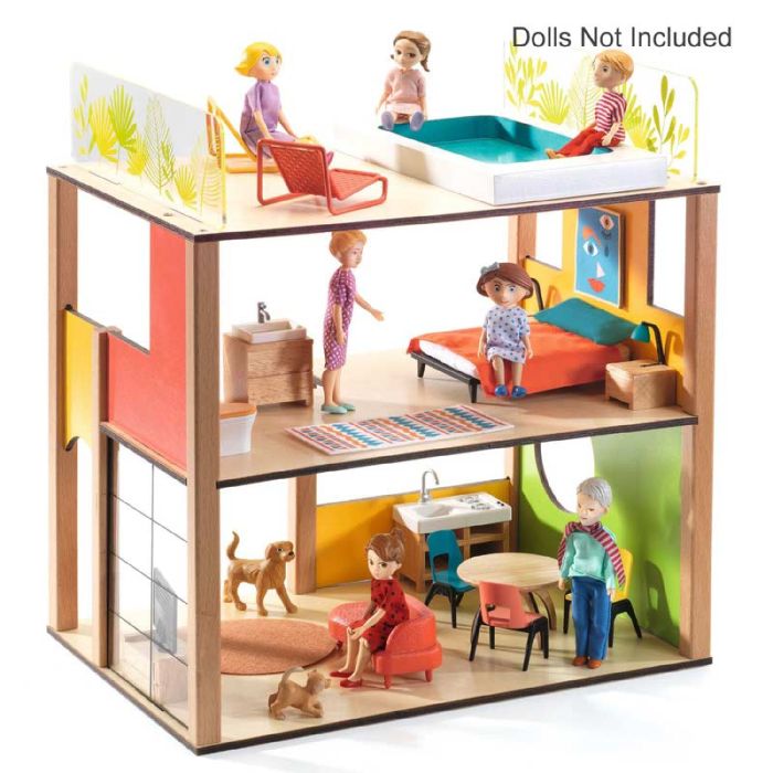 City House Doll's House with Furniture by Djeco - 0 City House Doll's House with Furniture by Djeco - 0