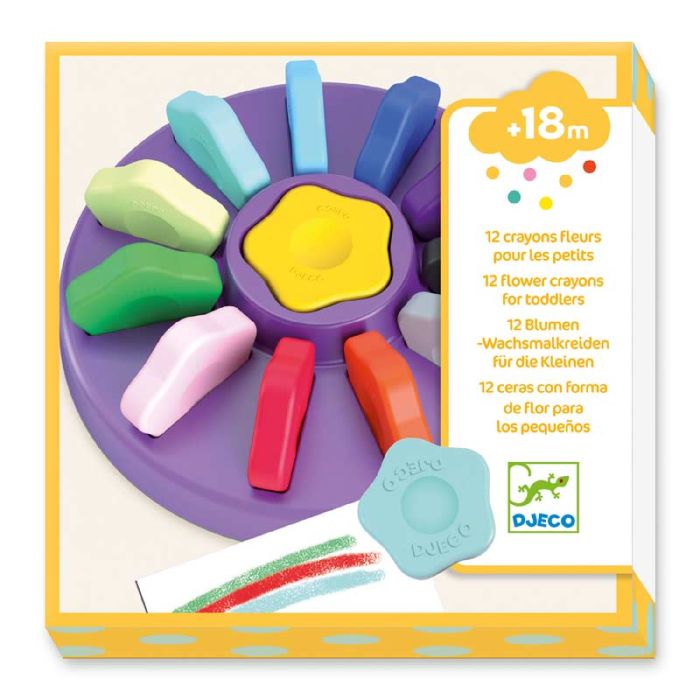 12 Flower Crayons for Toddlers by Djeco - 0 12 Flower Crayons for Toddlers by Djeco - 0