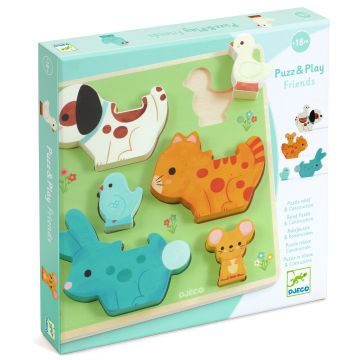 Djeco Puzz and Play Friends Wooden Puzzle - 0