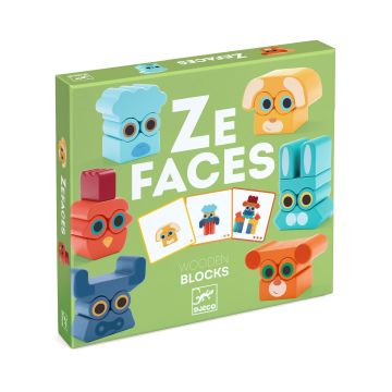 Djeco Ze Faces Wooden Construction Game - 0