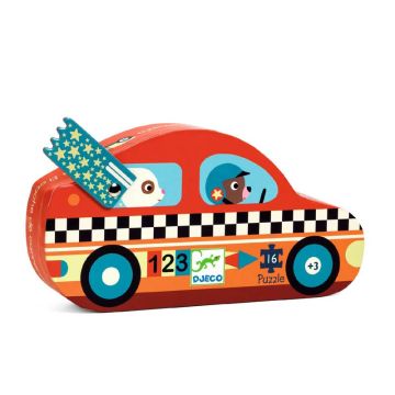 The Racing Car 16pcs Silhouette Puzzle by Djeco - 0