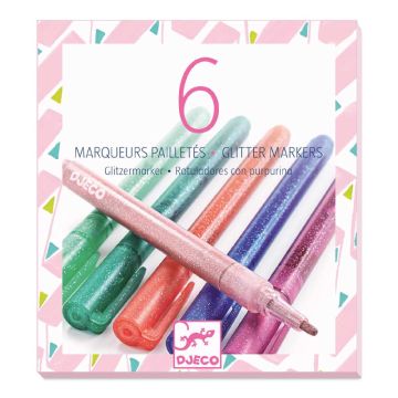 6 Sweet Glitter Markers by Djeco - 0