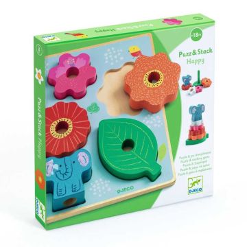 Happy Puzz & Stack Wooden Puzzle by Djeco - 0