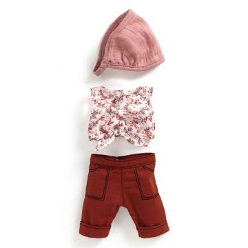 Lovely Doll Burgundy Pants, Top and Hairband Outfit from Pomea by Djeco - 0